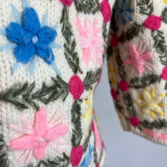 Vintage 50s / 60s Gene Shelly Wool‎ Knit Cardigan Sweater // Size Medium - Picture 7 of 9